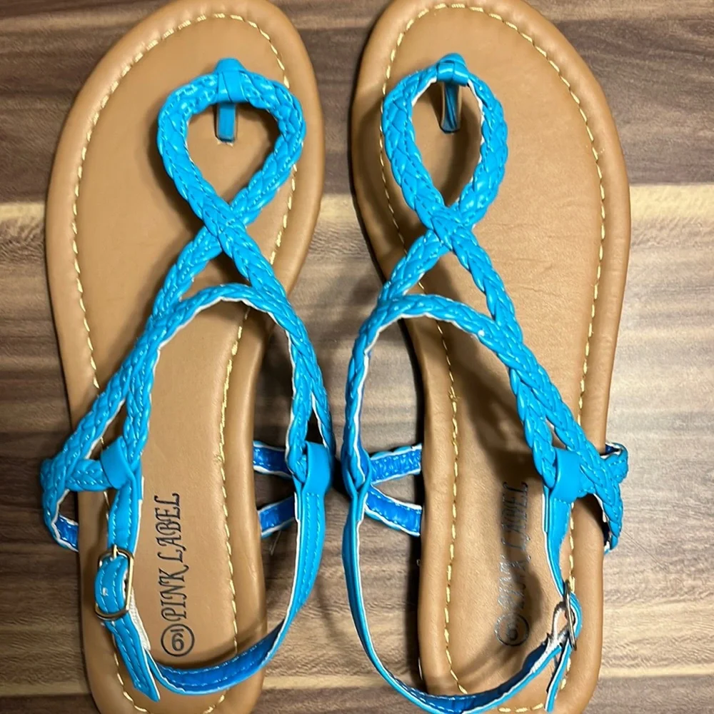 Sky blue thong sandals - Picture 2 of 11